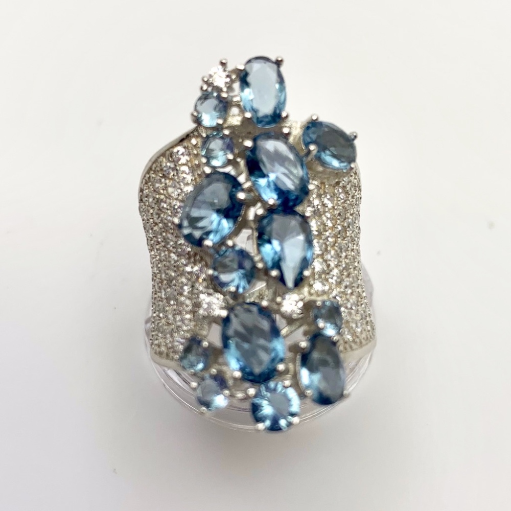 925 STERLING SILVER & CZ COCKTAIL RING